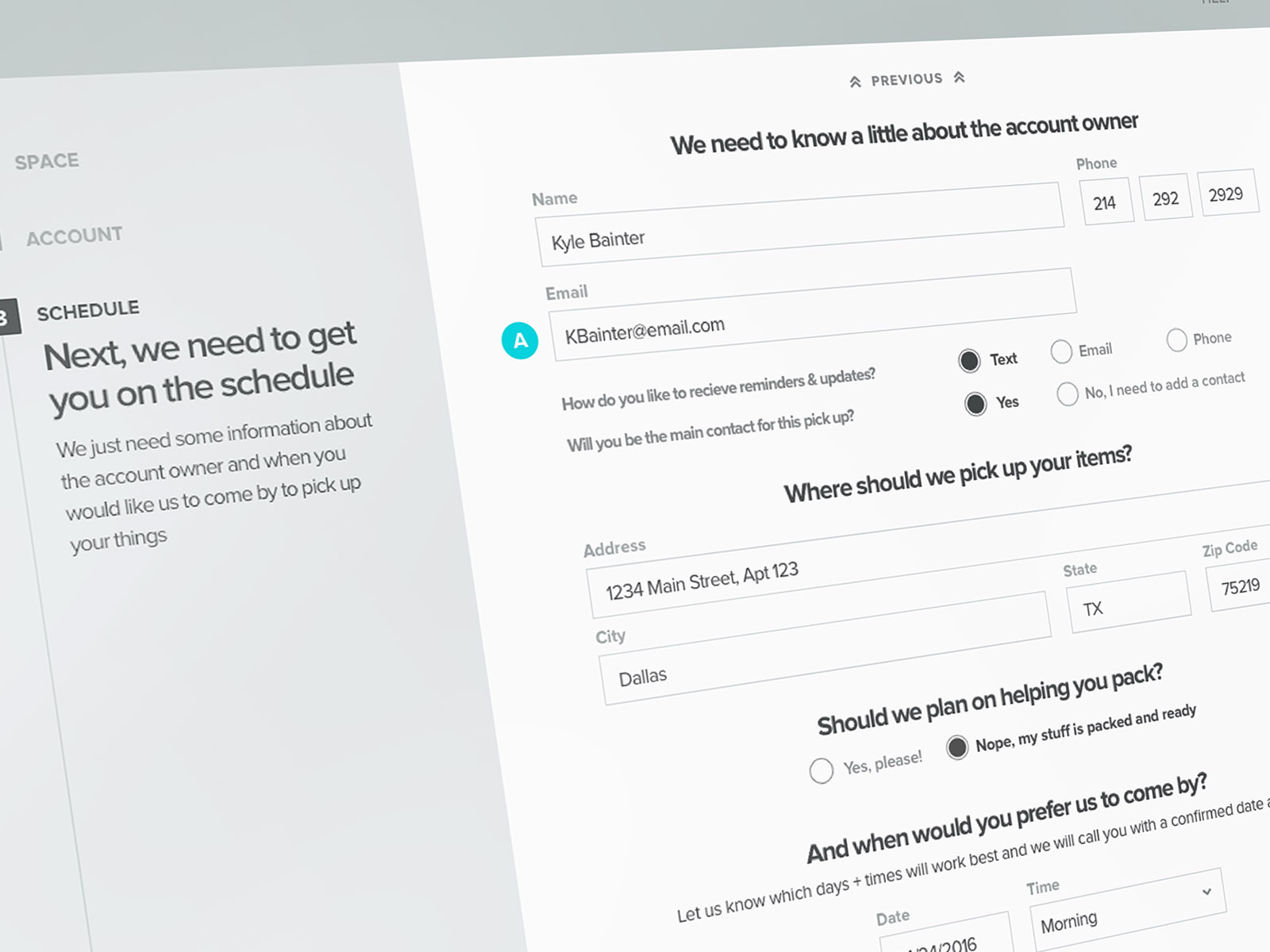 Callbox Wireframe detail screen